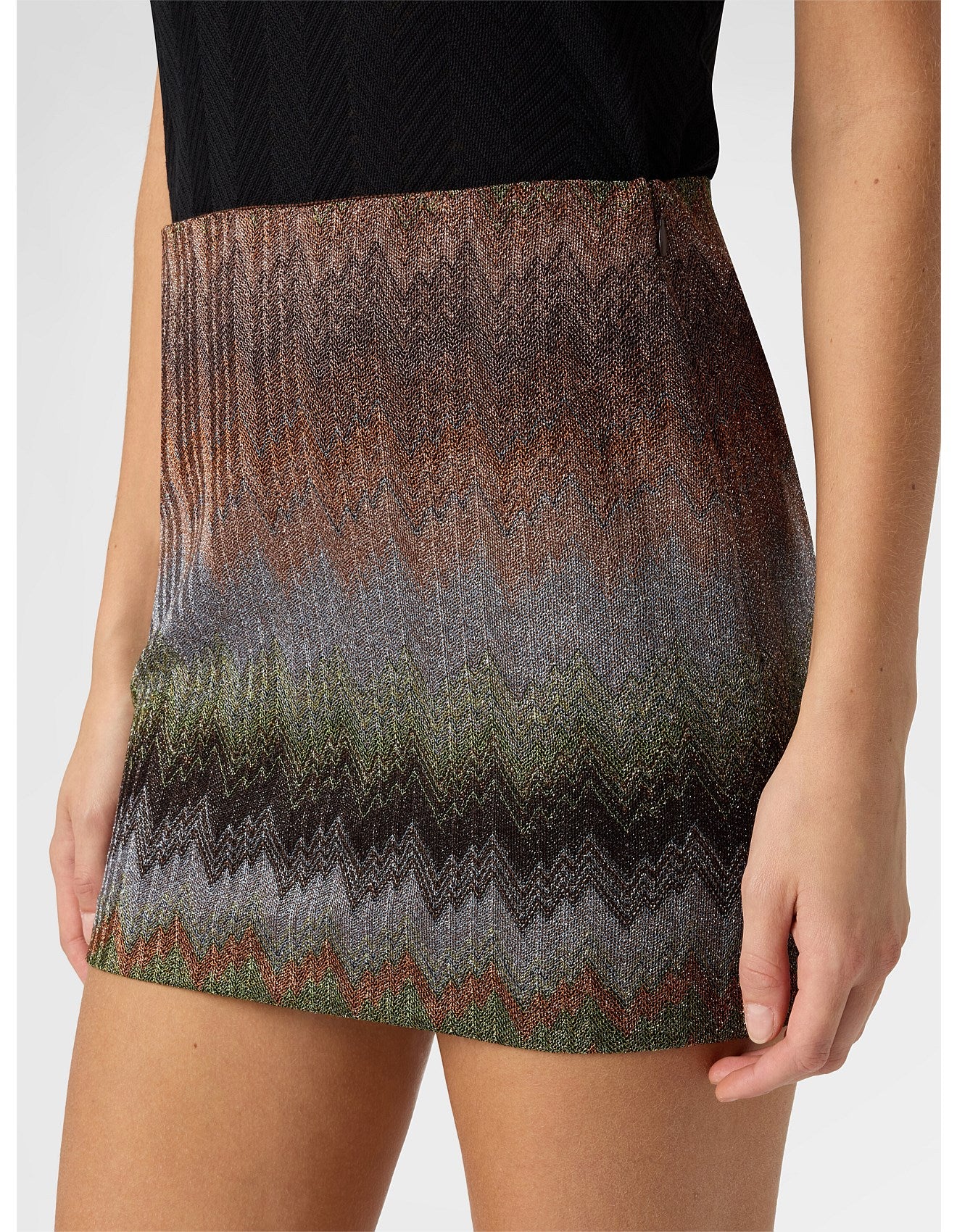Missoni women's mini skirt in viscose lamé — Raschel snake dégradé knit in multi close up