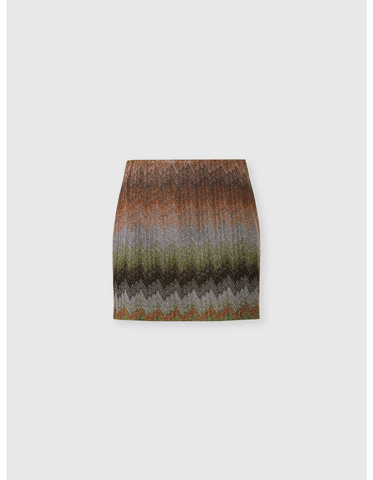 Missoni women's mini skirt in viscose lamé — Raschel snake dégradé knit in multi