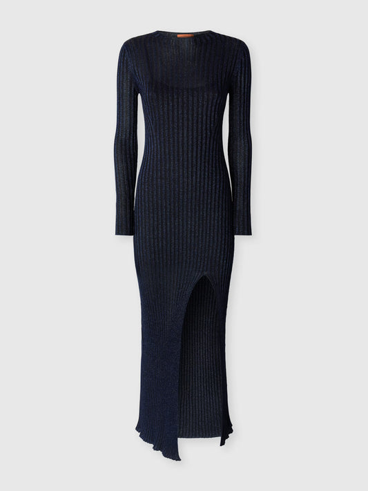 RIBBED LONG DRESS WITH SLIT