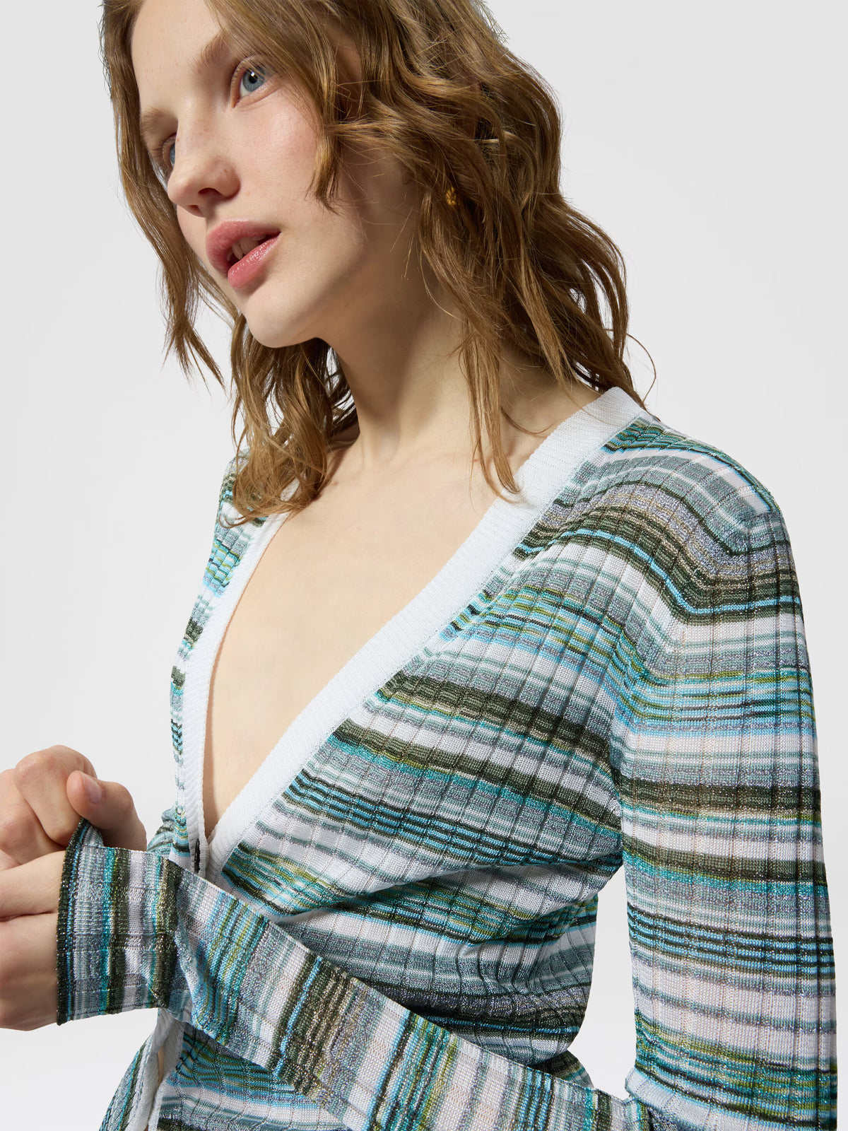 RIBBED STRIPED CARDIGAN