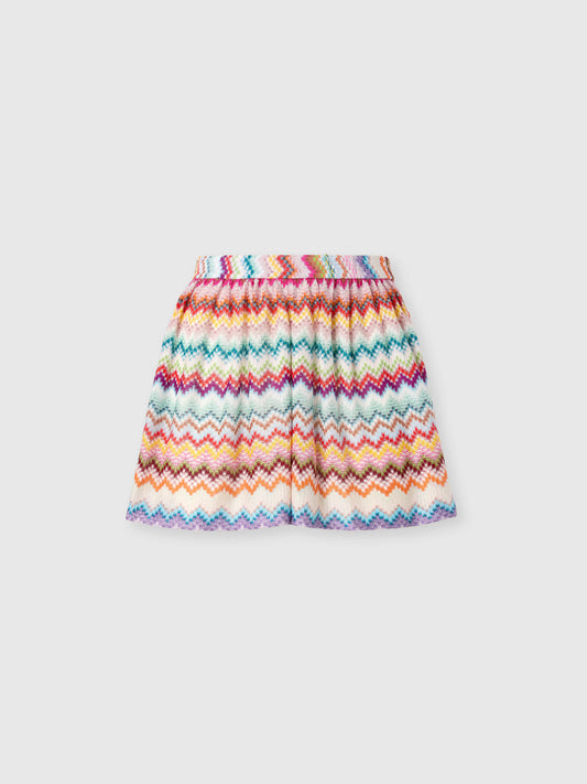 Missoni women's shorts in viscose lamé — Raschel zigzag pixel-effect knit in multi light