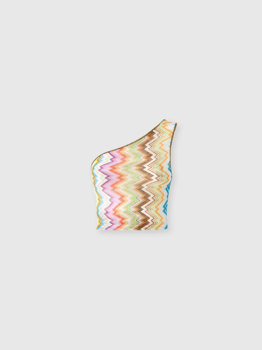 ONE SHOULDER TOP ZIG ZAG PRINT