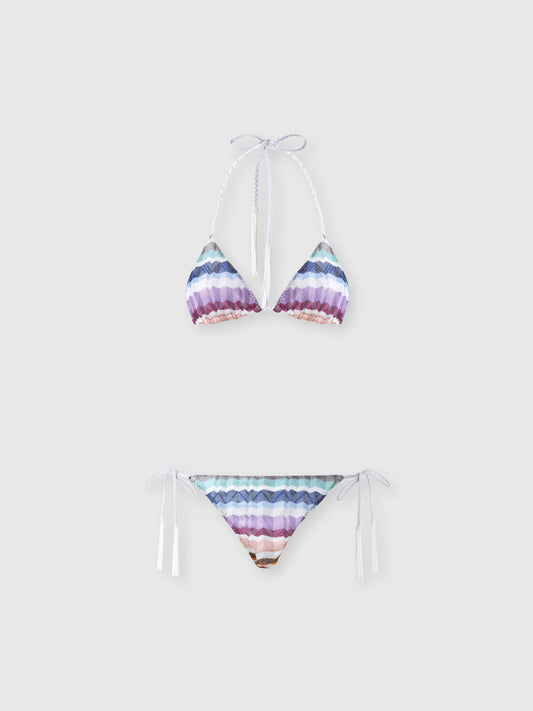 ZIG ZAG TULLE TRIANGLE BIKINI W TASSELS