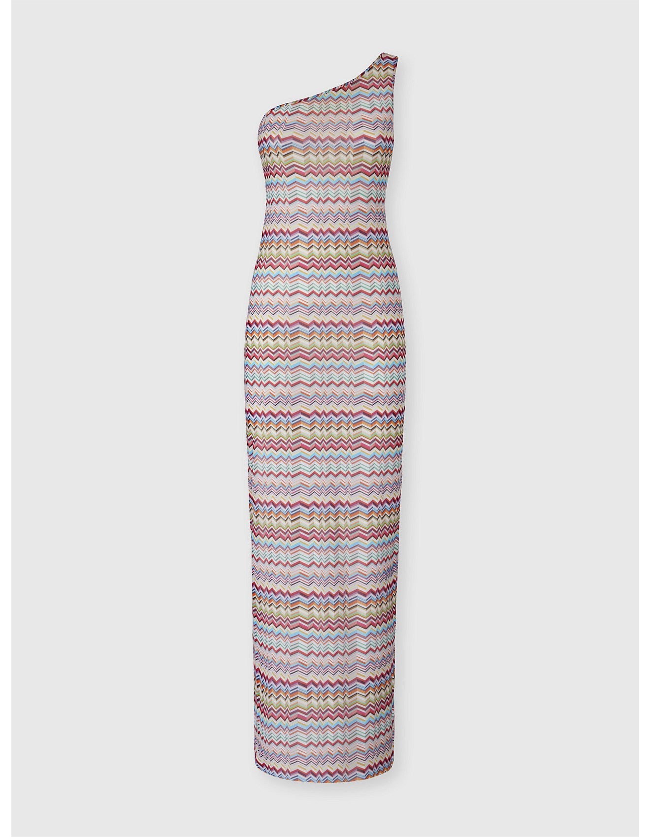 Missoni women's one-shoulder long cover-up in printed tulle — zigzag pattern in multi product shot