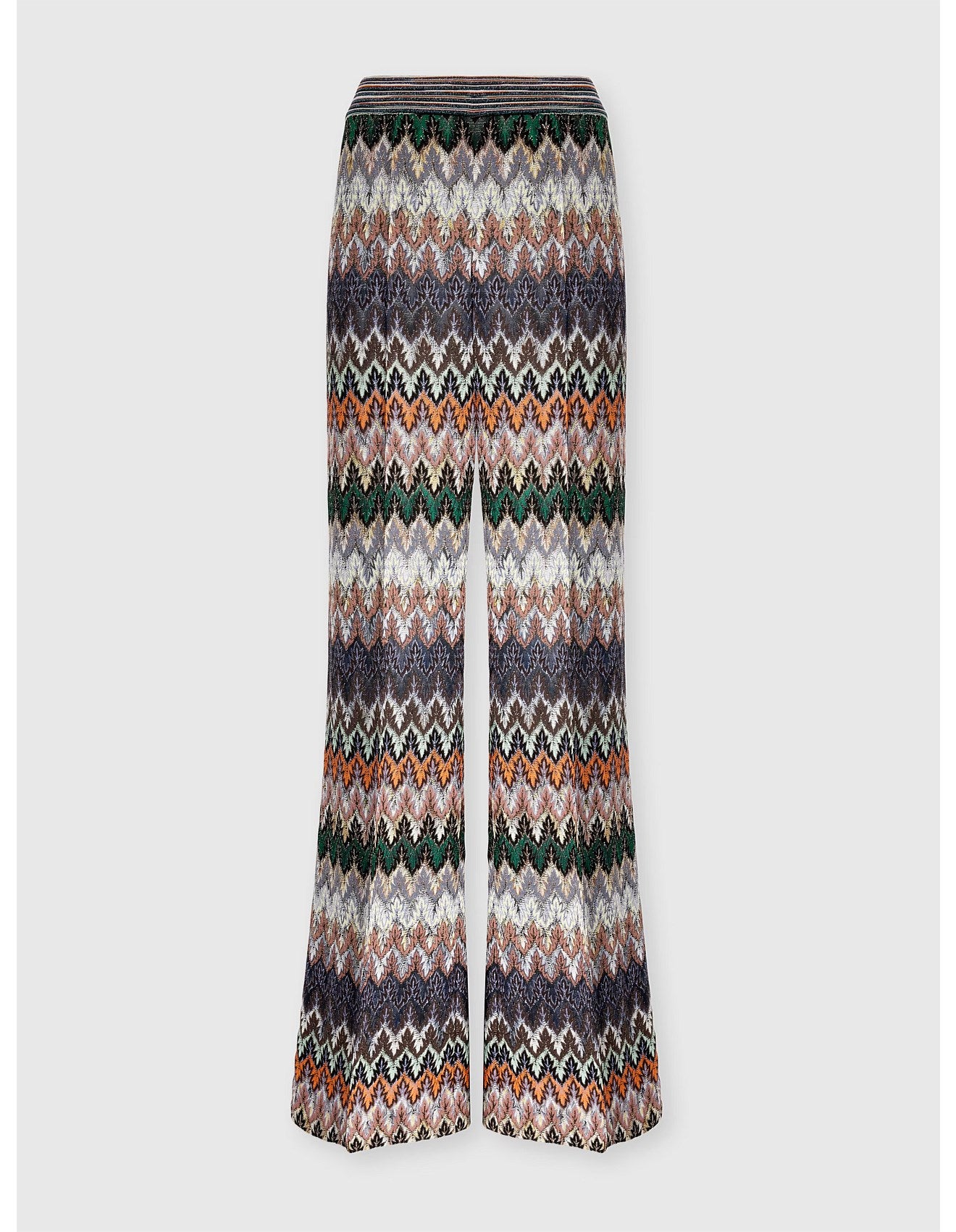 Missoni women's wide-leg pants in cotton viscose lamé — Raschel lace knit in dark multi close up