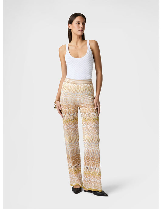 Missoni women's stretch tank top in cotton viscose blend — tone-on-tone chevron knit in white