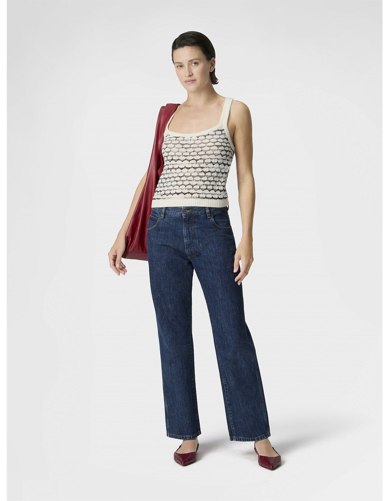 Missoni women's tank top in cashmere viscose blend — mesh knit, contrasting ribbed trims in white