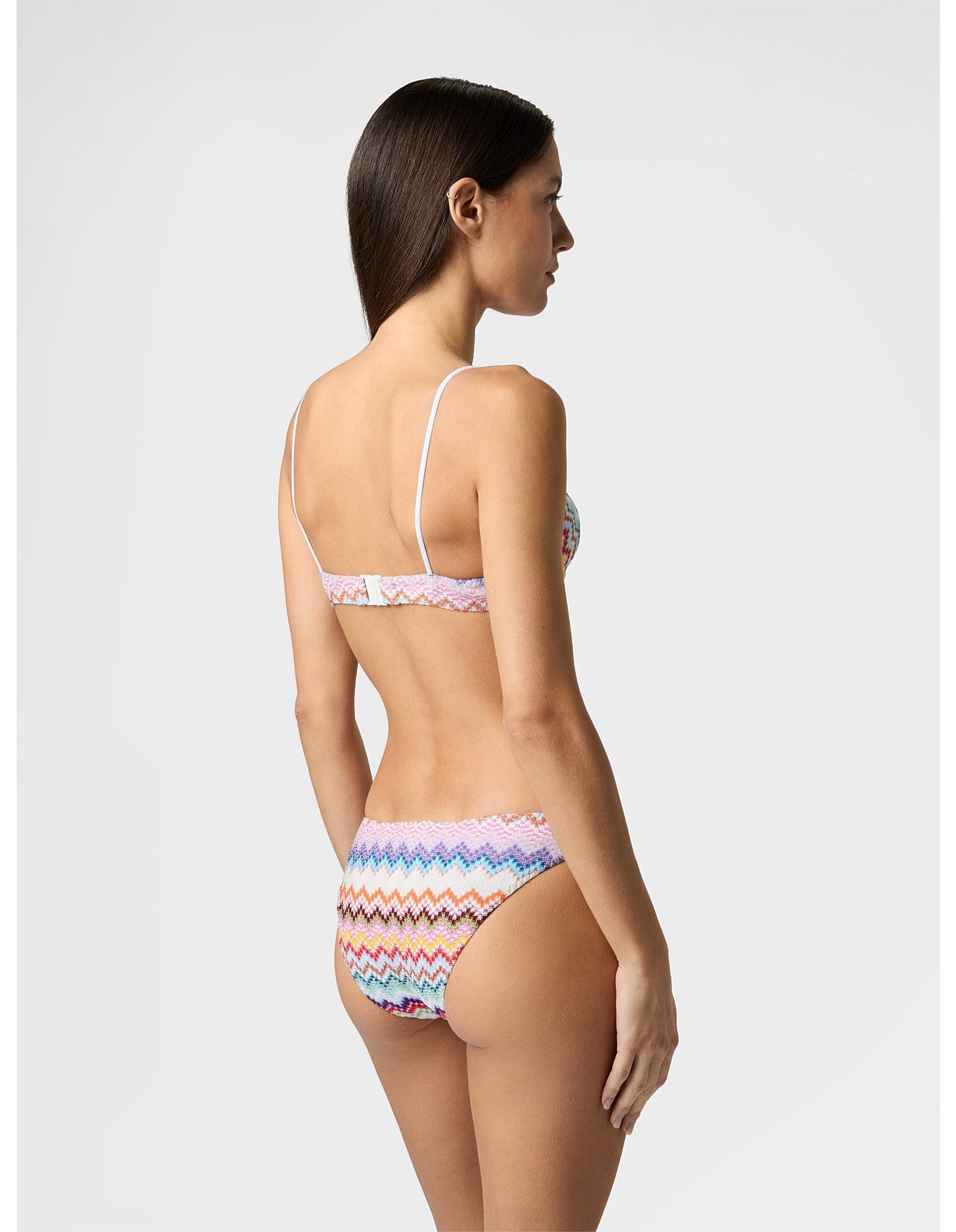 Missoni women's balconette bikini in viscose lamé — Raschel micro zigzag pixel-effect knit in Multi Light side view