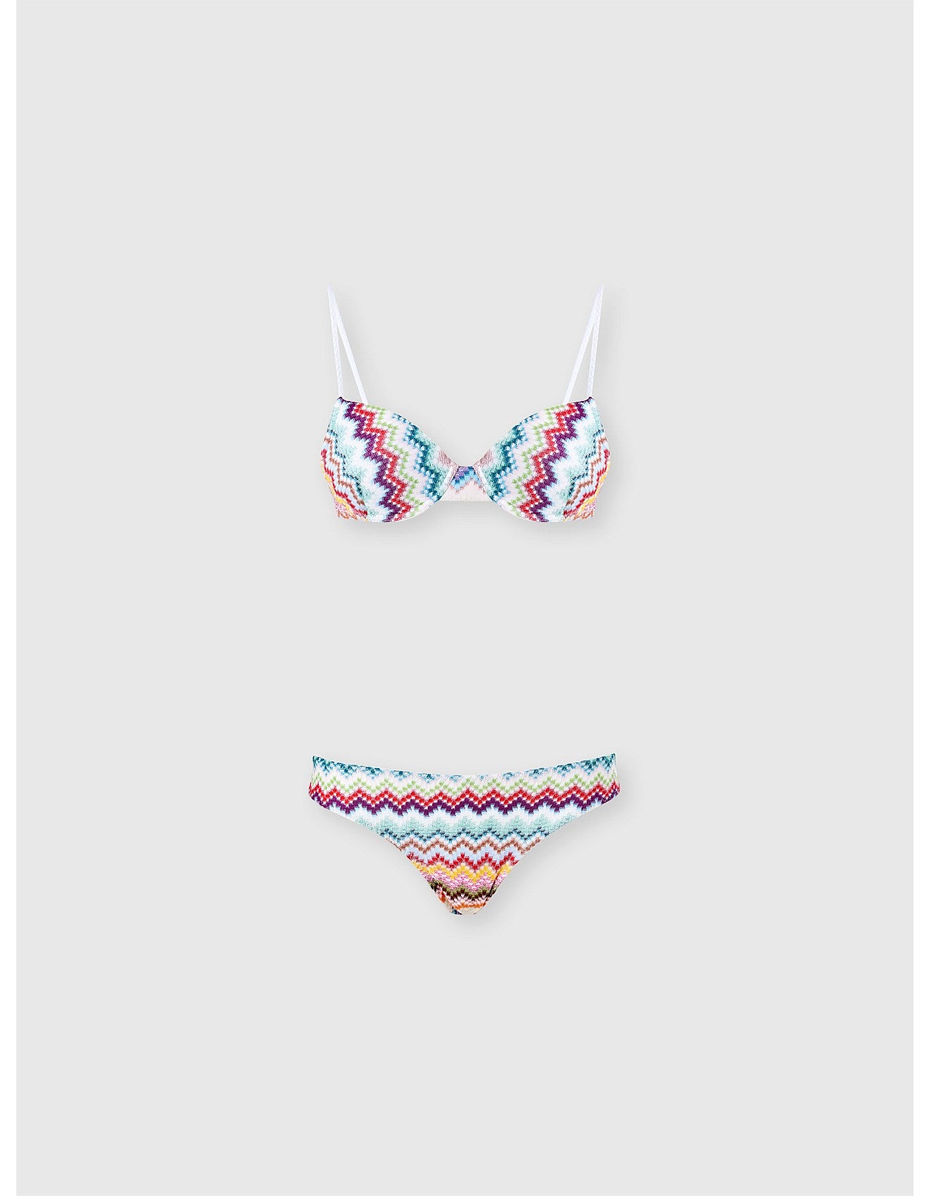 Missoni women's balconette bikini in viscose lamé — Raschel micro zigzag pixel-effect knit in Multi Light