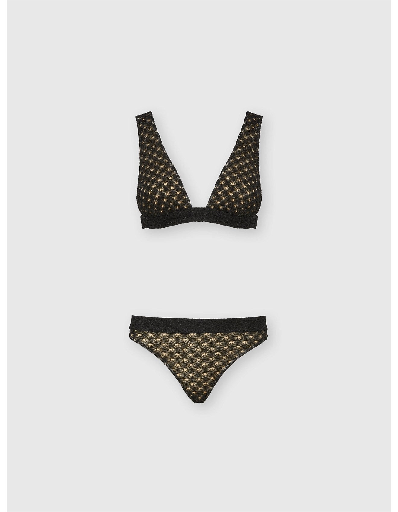 Missoni women's bralette bikini in viscose lamé — Raschel spiderweb lace knit in black product shot