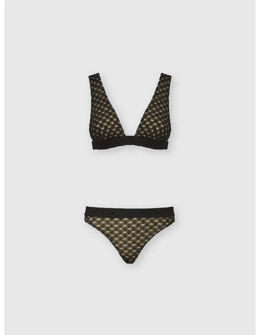 Missoni women's bralette bikini in viscose lamé — Raschel spiderweb lace knit in black product shot