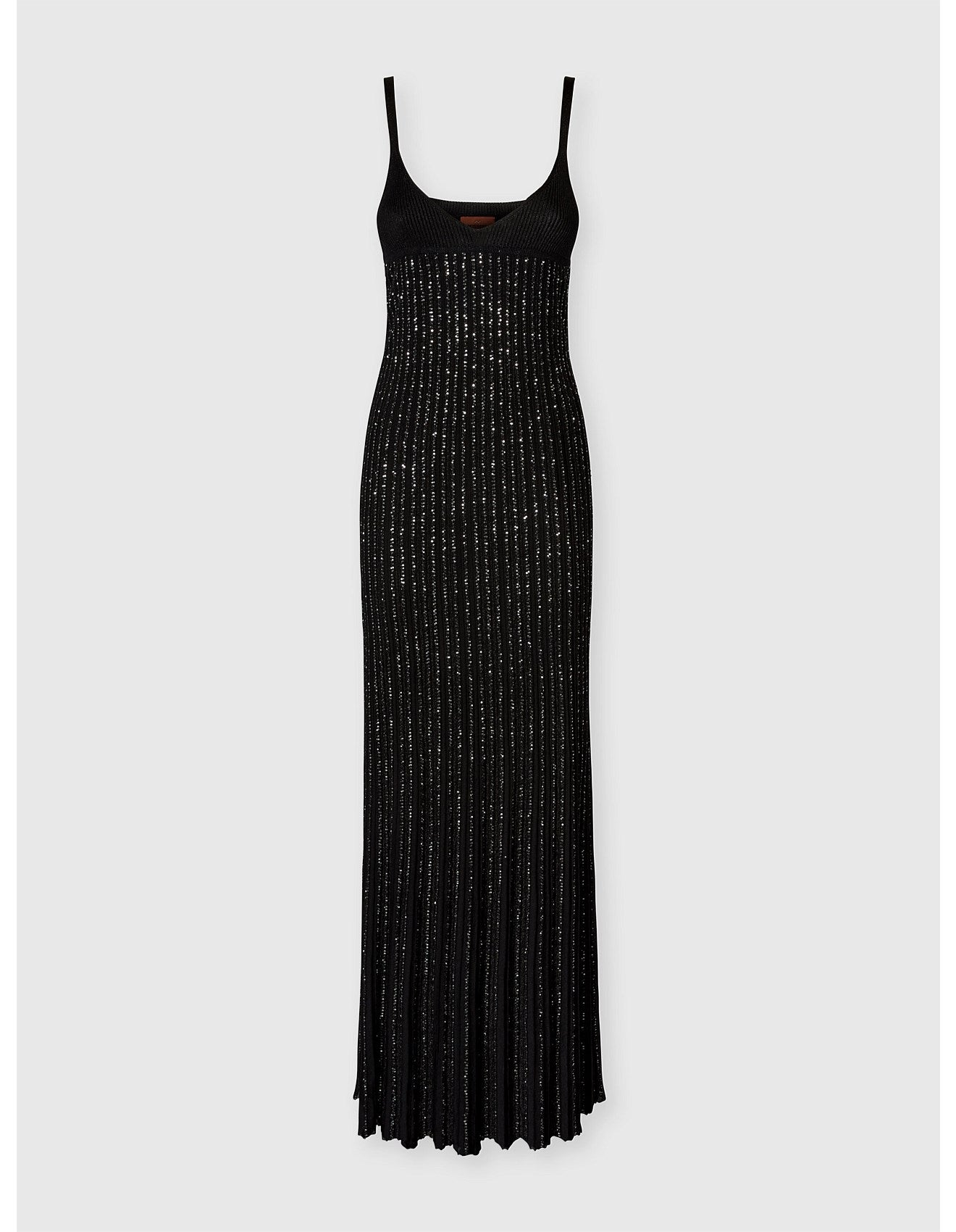 Missoni women's long sequin dress —ribbed knit, V-neckline in black product shot