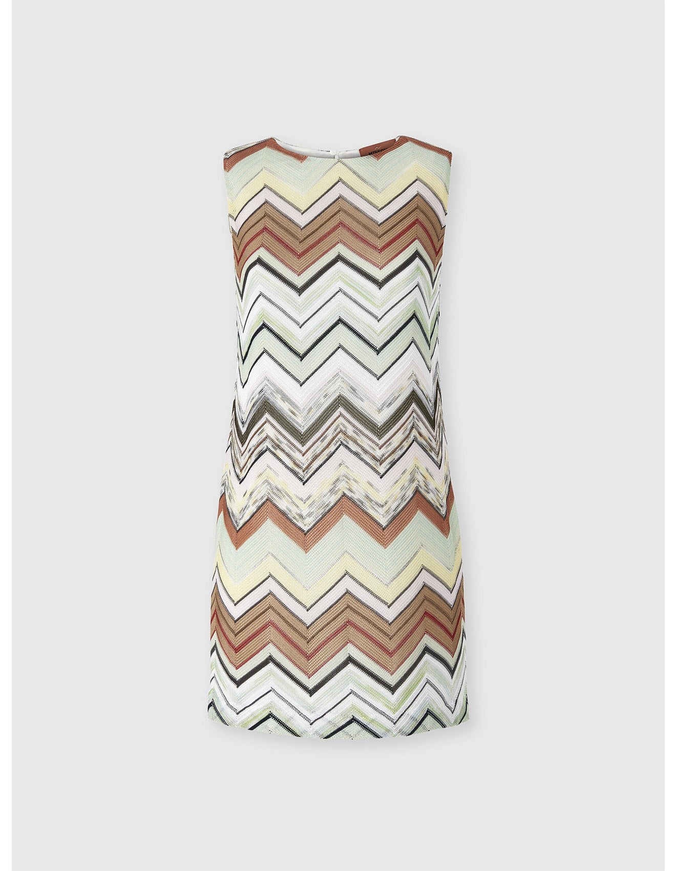 Missoni women's sleeveless mini dress in cotton viscose blend — chevron knit, crew neckline in white multi product shot