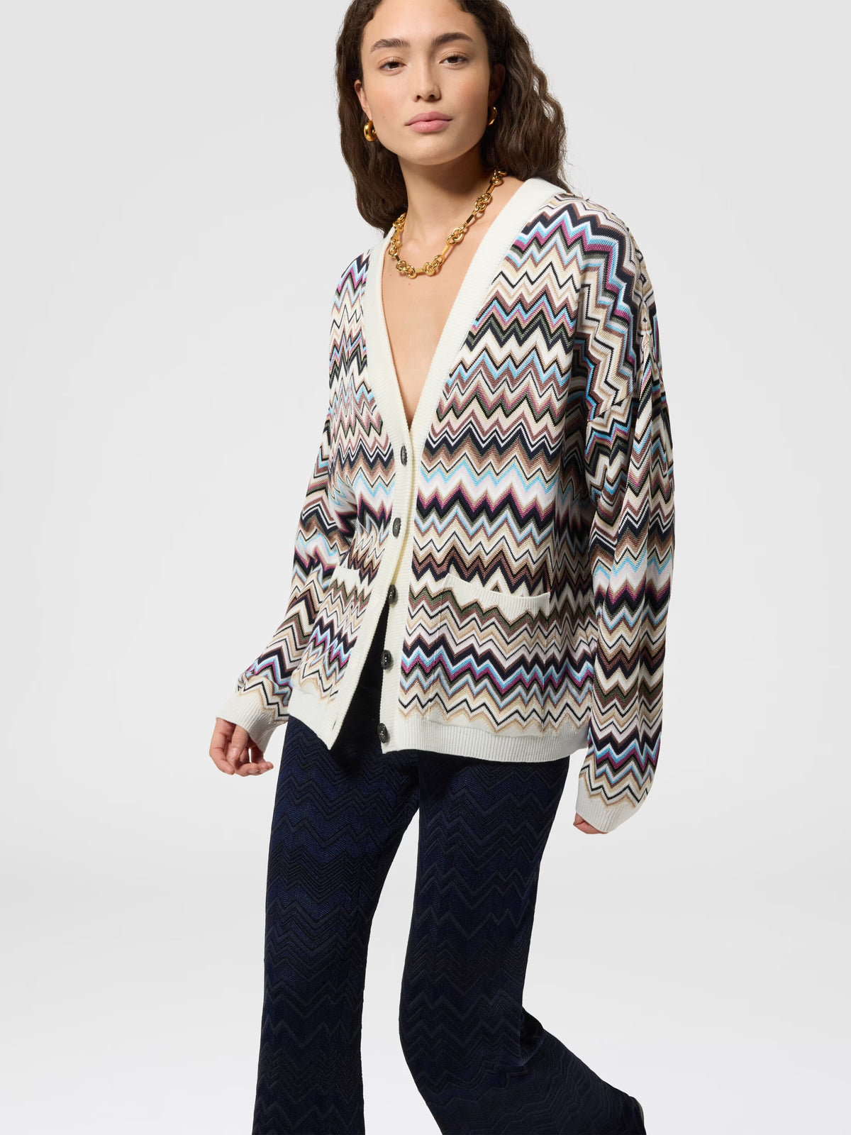 ZIG ZAG KNIT STRAIGHT-LEG TROUSERS