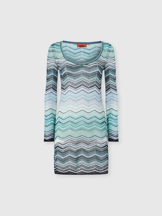 Missoni Long-sleeve dress with zigzag pattern in turqouise product only