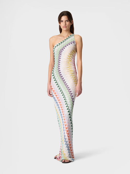 ONE-SHOULDER CHEVRON LONG DRESS