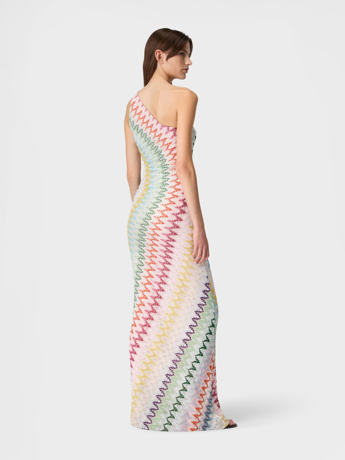 ONE-SHOULDER CHEVRON LONG DRESS