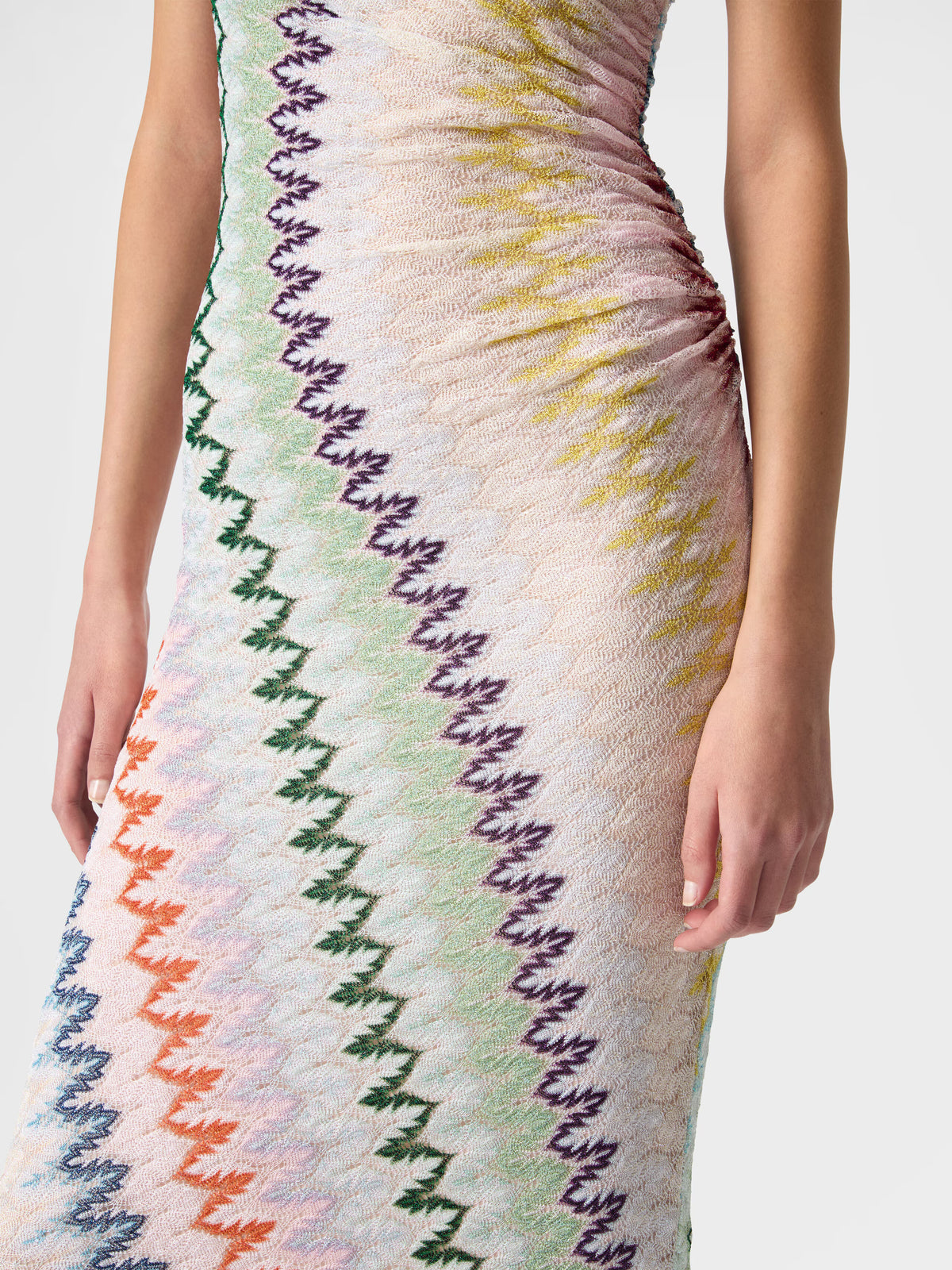 ONE-SHOULDER CHEVRON LONG DRESS