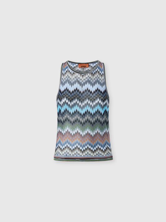 Missoni women's sleeveless crewneck top in 100% viscose in blue