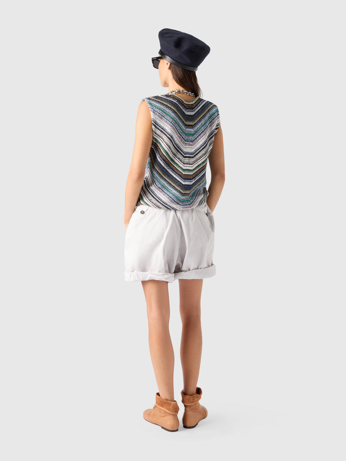STRIPED VEST WITH SEQUINS