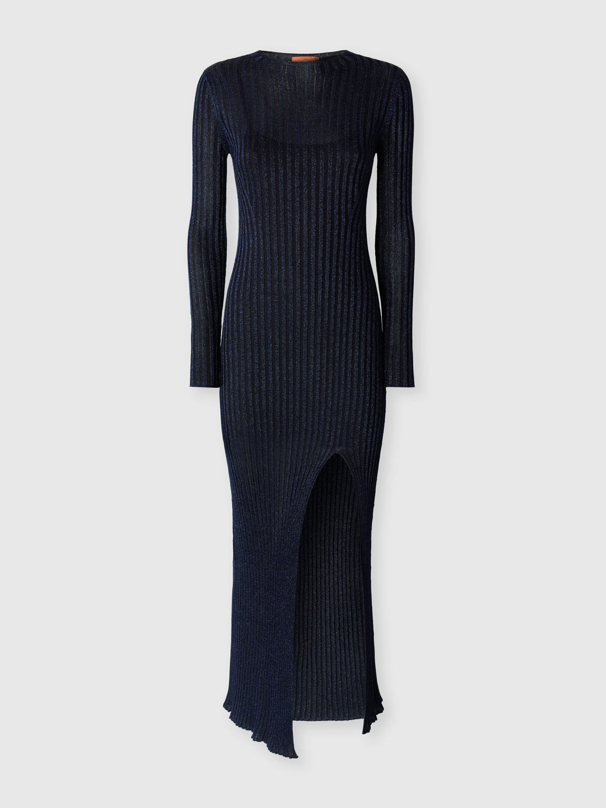 RIBBED LONG DRESS WITH SLIT