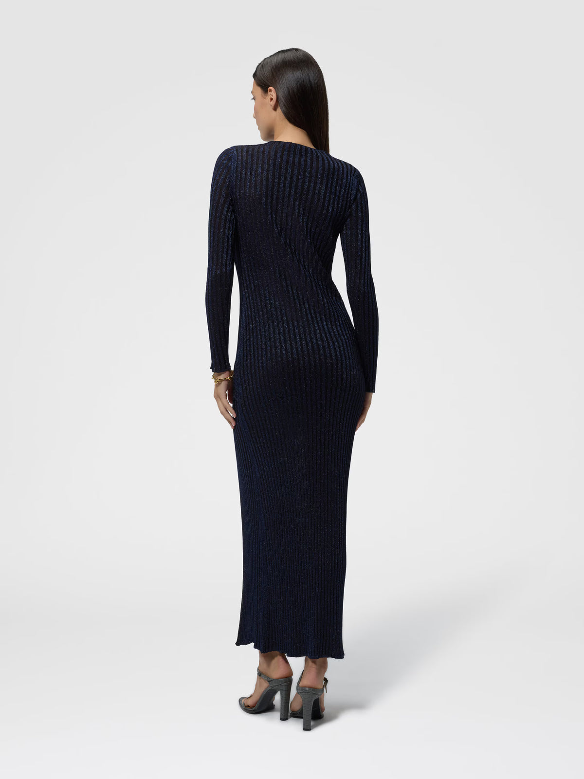 RIBBED LONG DRESS WITH SLIT