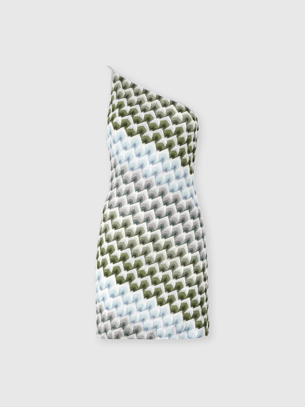 ONE-SHOULDER LAMÉ MINI DRESS