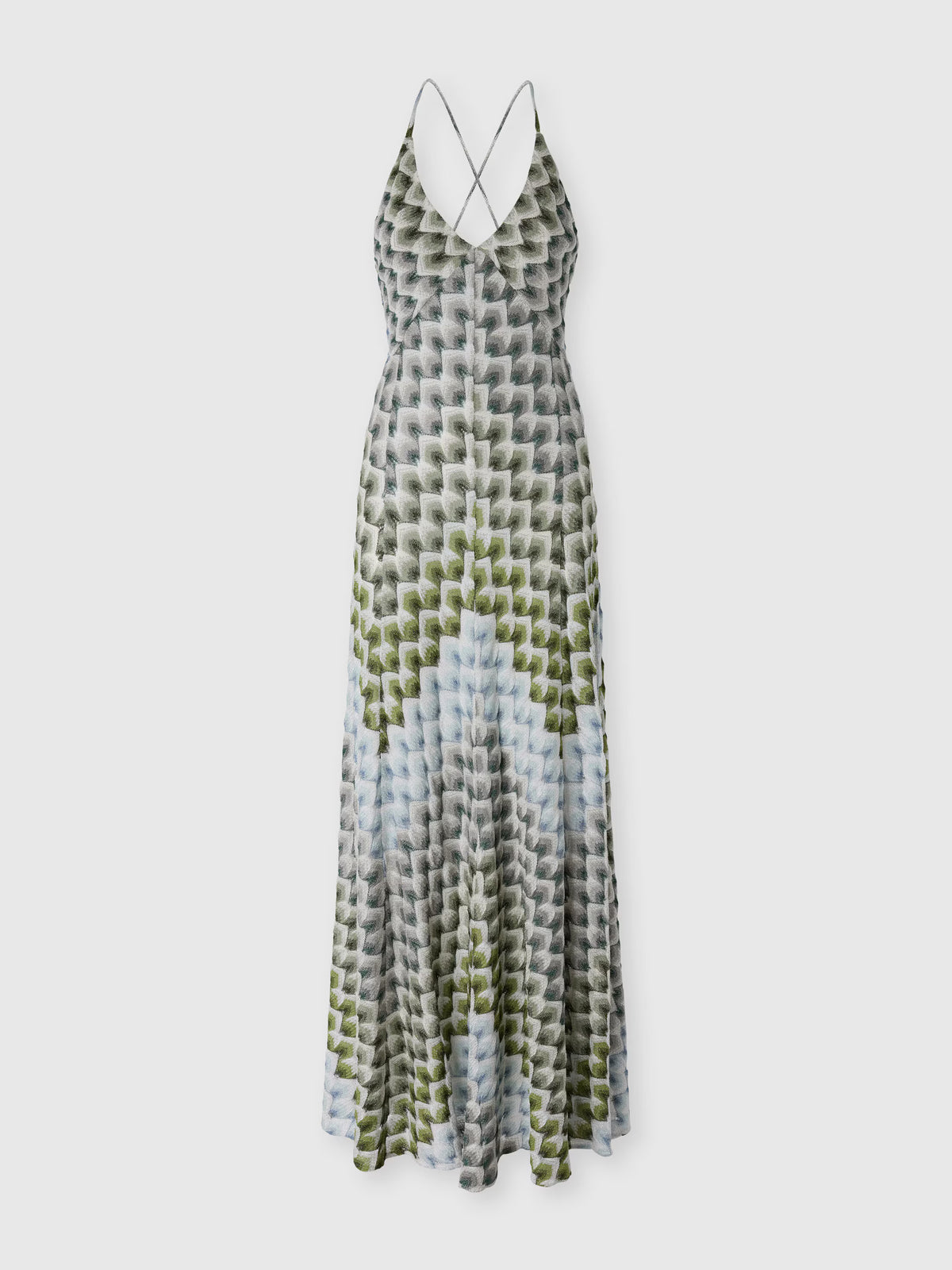 LONG LAMÉ DRESS W CROSSED STRAPS