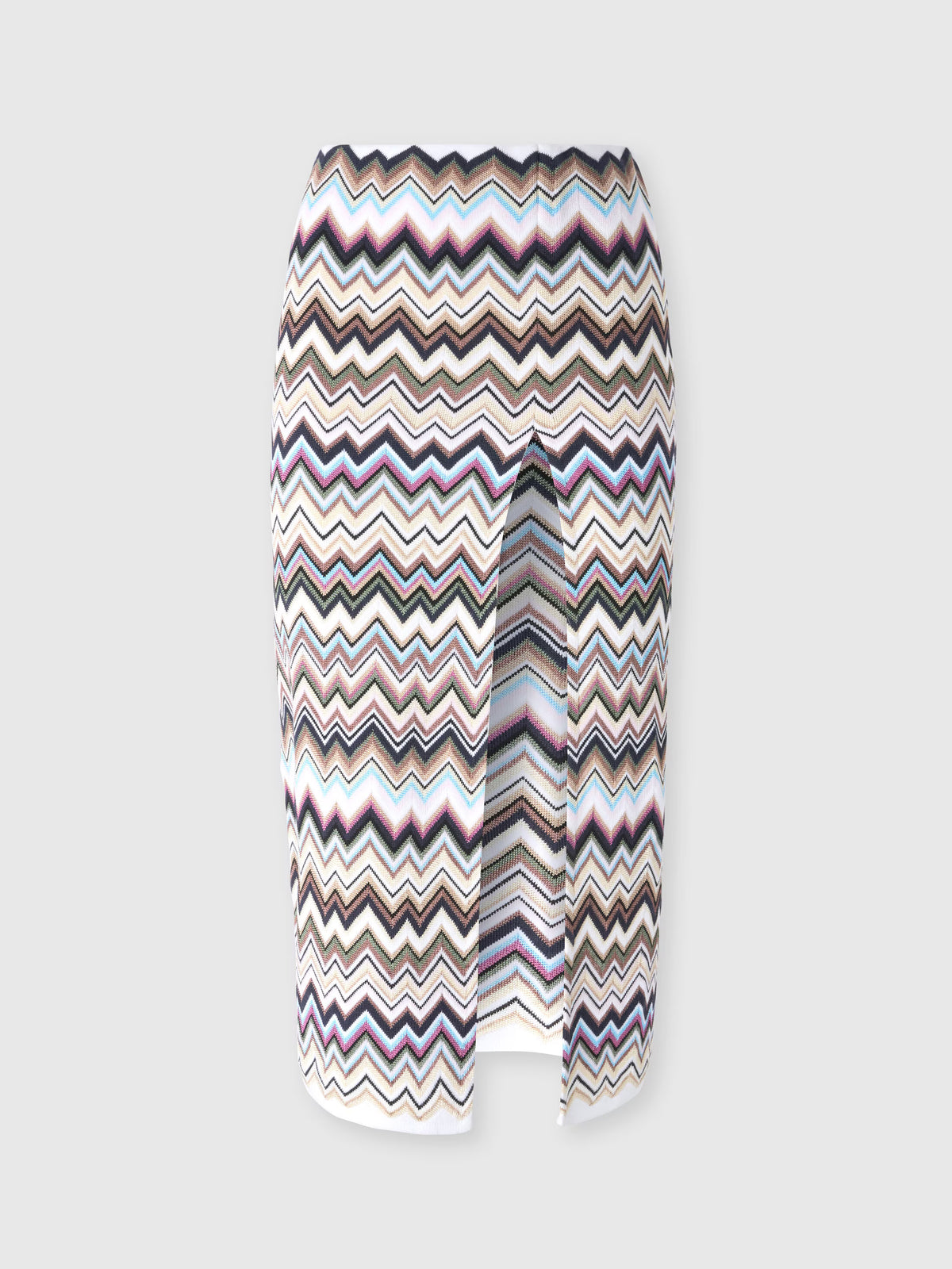 ZIG ZAG KNIT MIDI SKIRT W SLIT