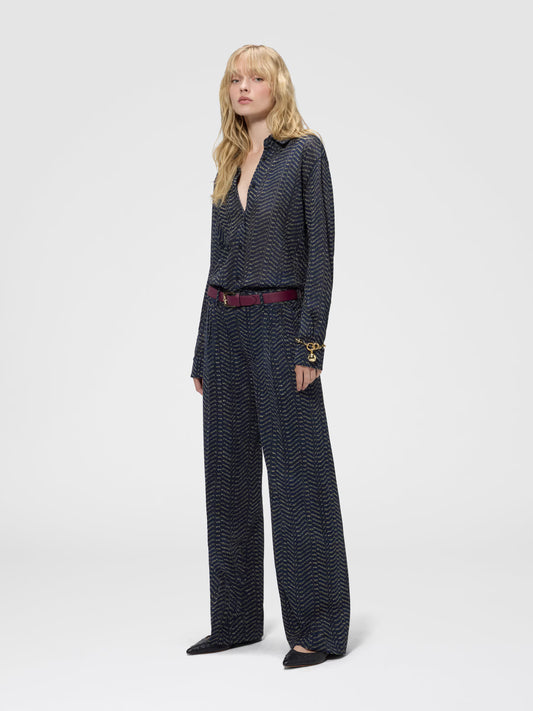 CLASSIC LAMÉ TROUSERS W GREEK KEY MOTIF