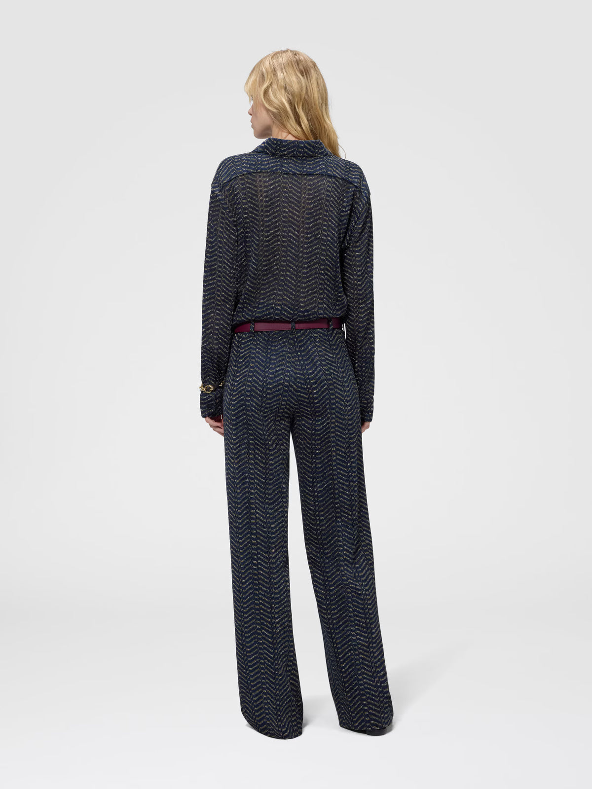 CLASSIC LAMÉ TROUSERS W GREEK KEY MOTIF