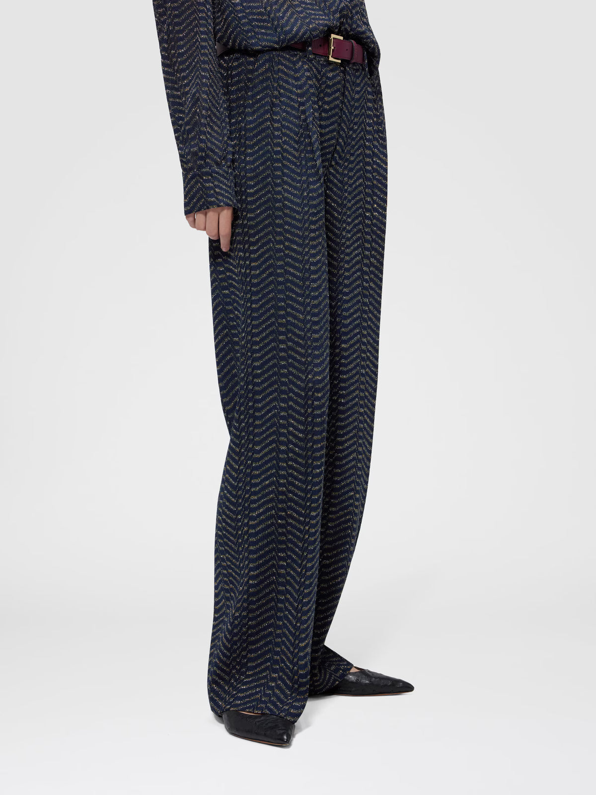 CLASSIC LAMÉ TROUSERS W GREEK KEY MOTIF