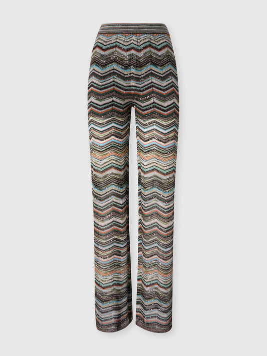 CHEVRON PALAZZO TROUSERS W SEQUINS