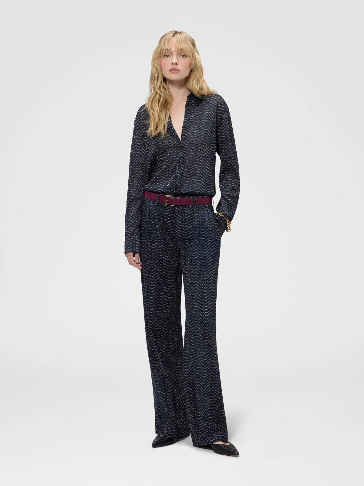 LAMÉ SHIRT W GREEK KEY MOTIF