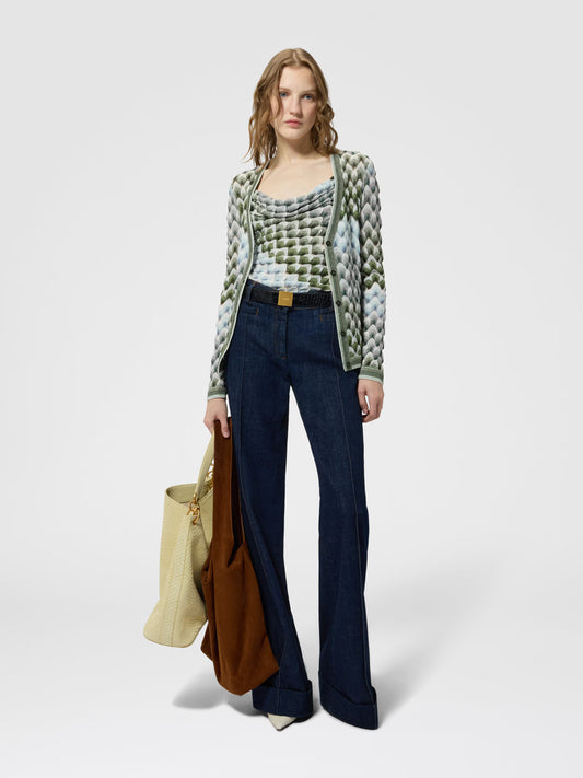 LACE MOTIF TOP W DRAPED NECKLINE