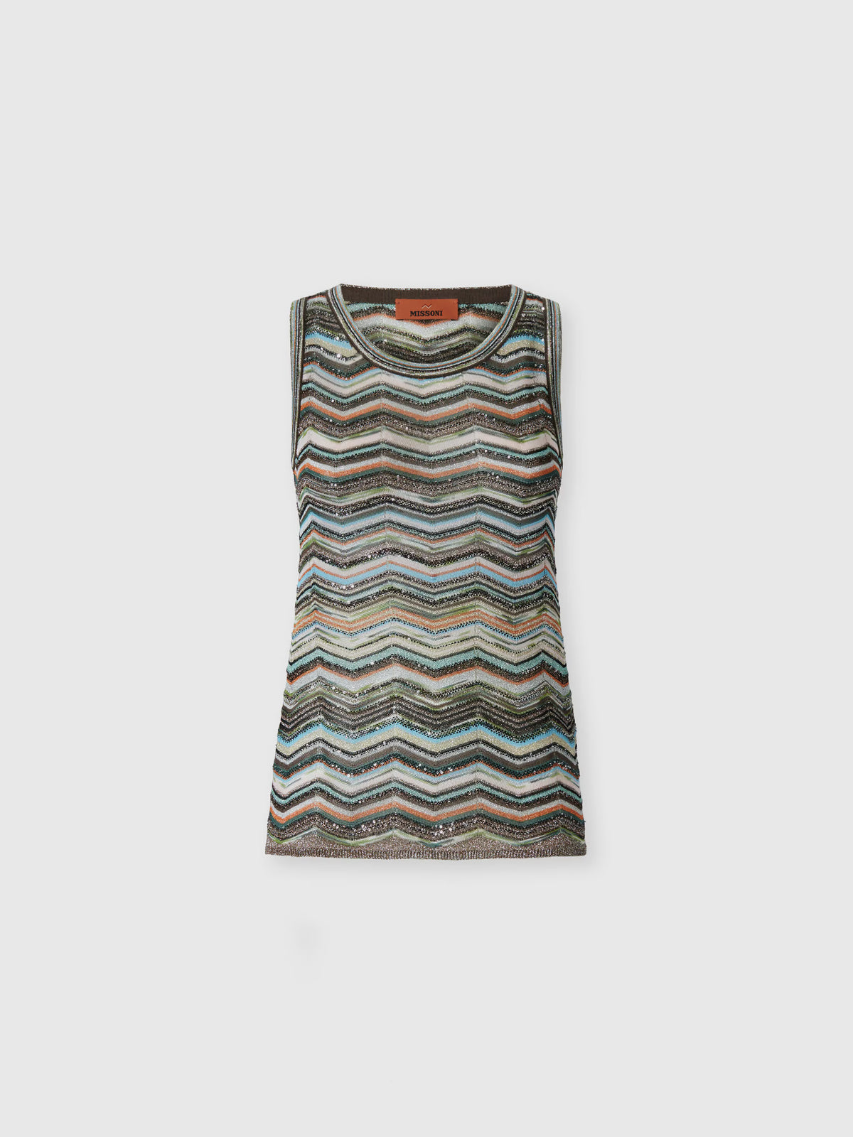 SLEEVELESS CHEVRON LAME TANK TOP