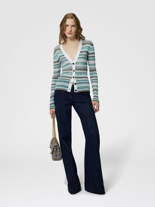 RIBBED STRIPED CARDIGAN