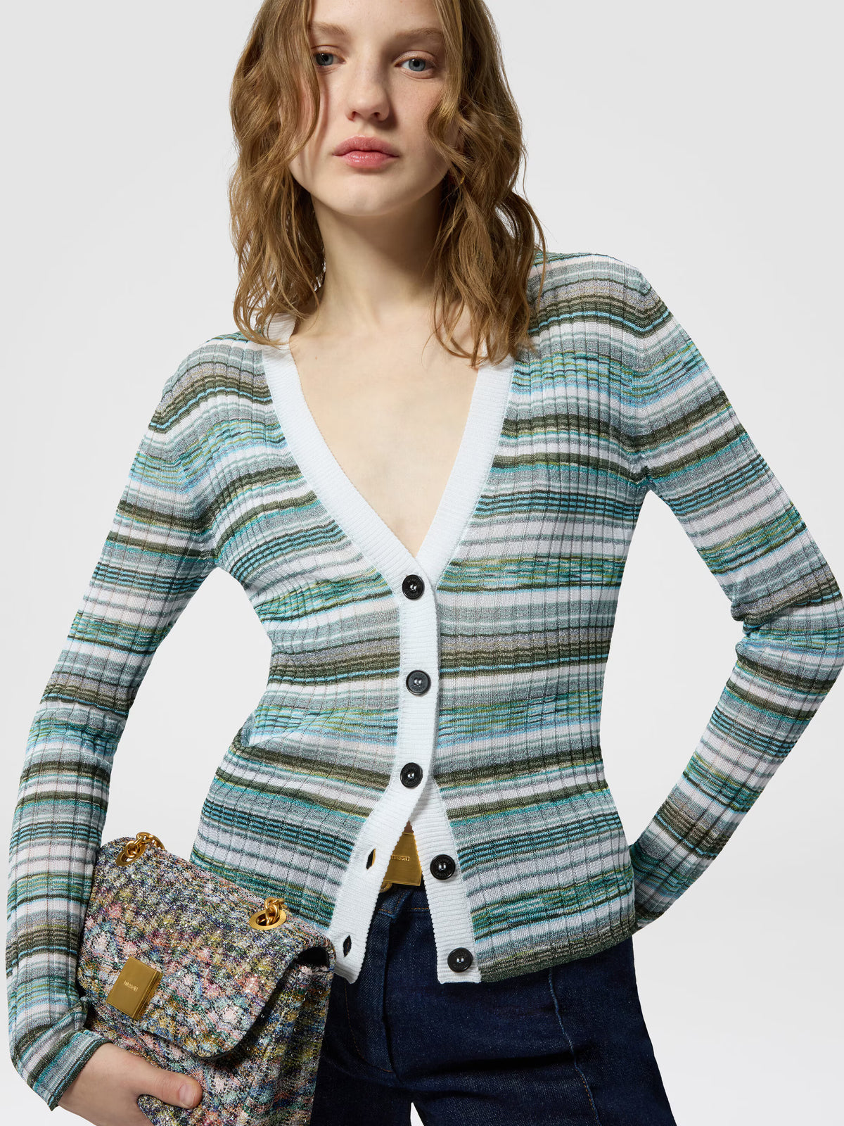 RIBBED STRIPED CARDIGAN