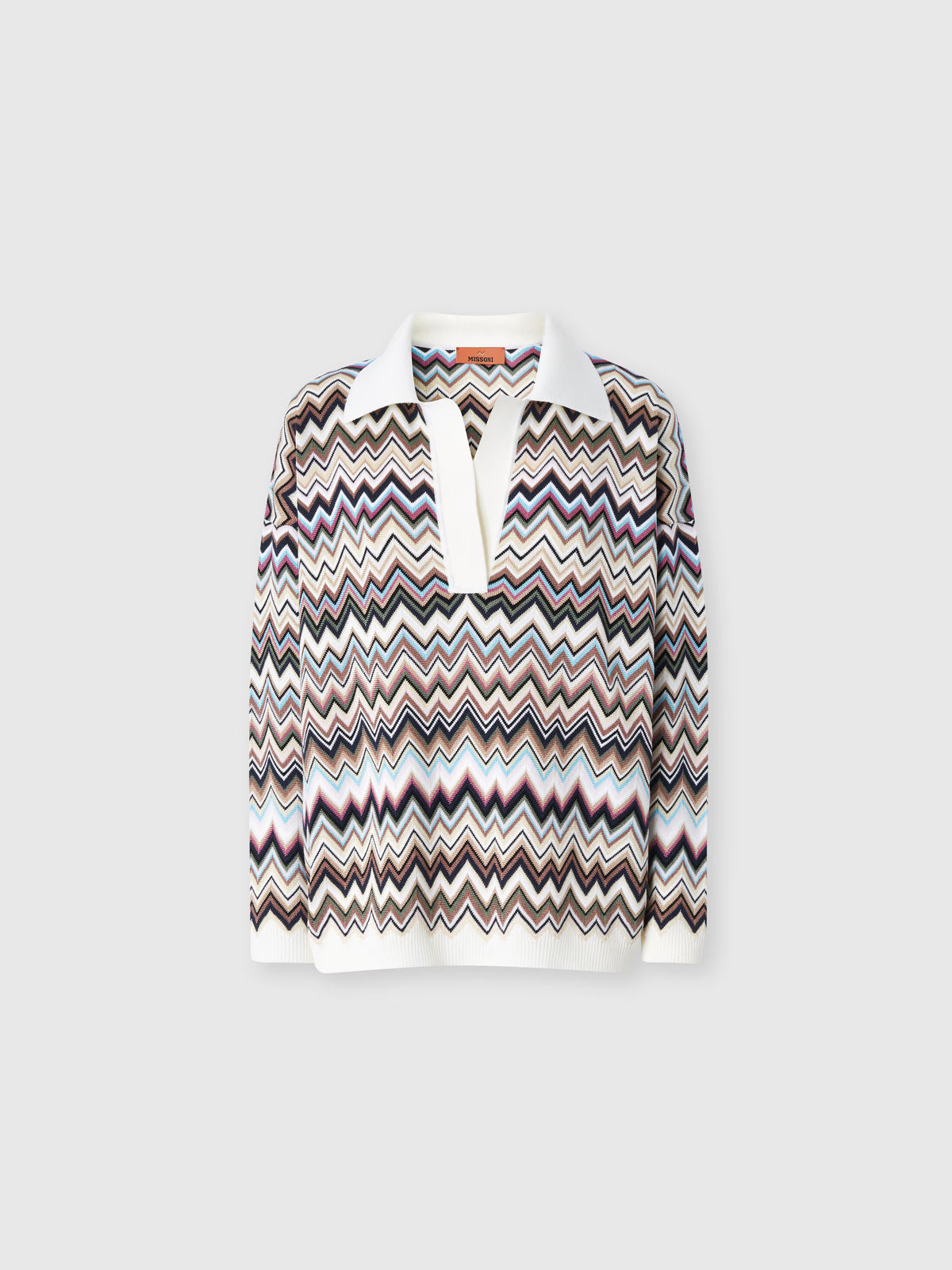 OVERSIZED KNIT L/S ZIG ZAG POLO