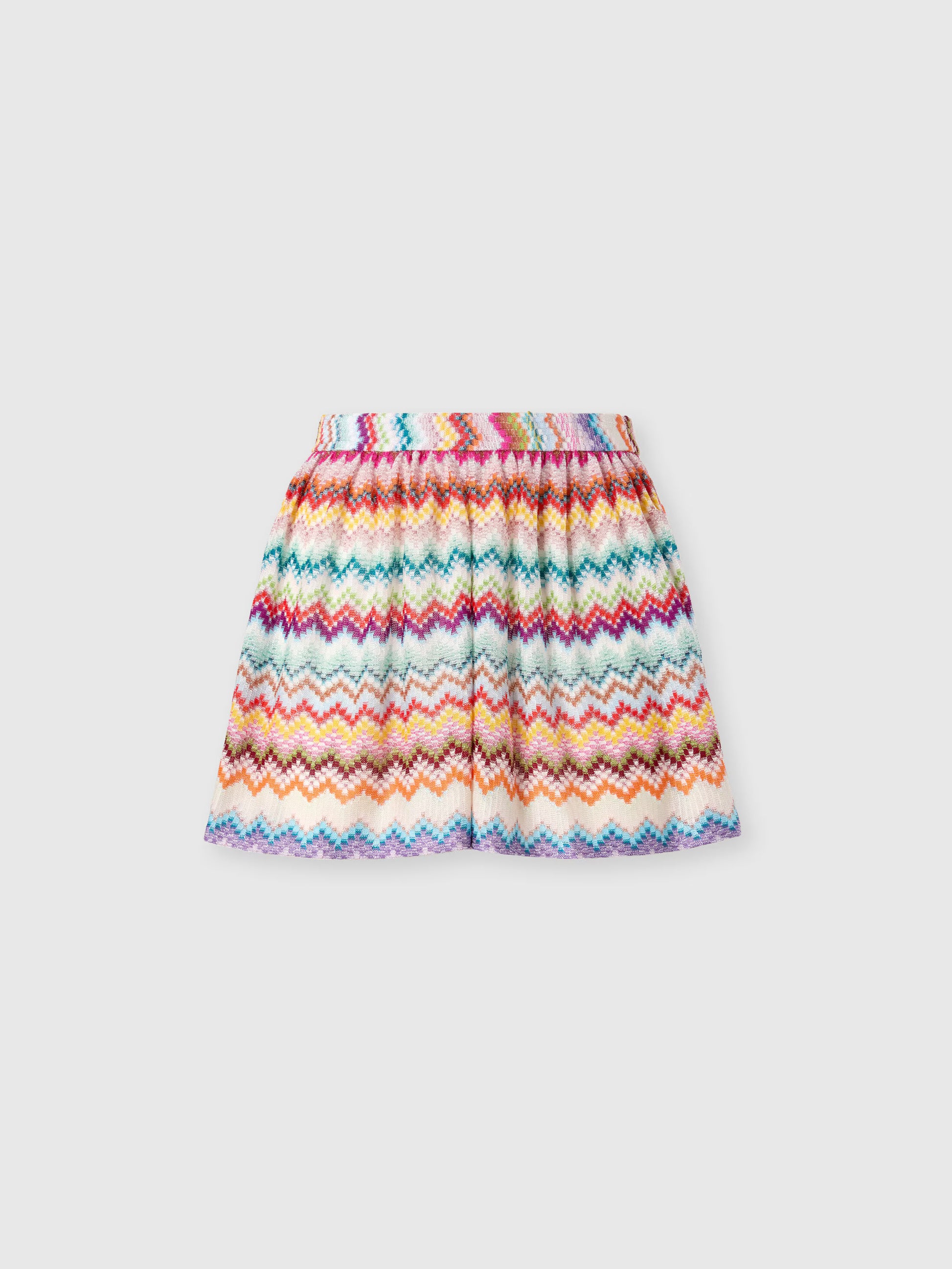 Missoni women's shorts in viscose lamé — Raschel zigzag pixel-effect knit in multi light