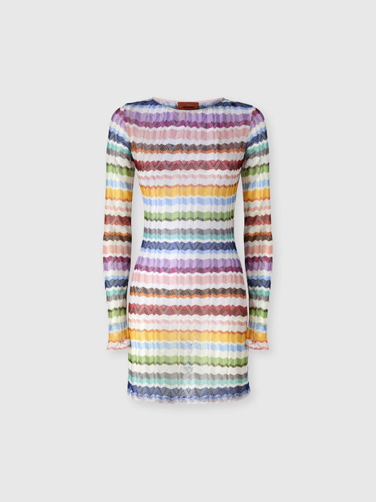 LONG-SLEEVE ZIG ZAG T-SHIRT DRESS