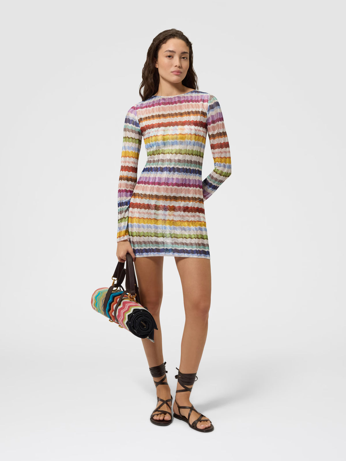LONG-SLEEVE ZIG ZAG T-SHIRT DRESS