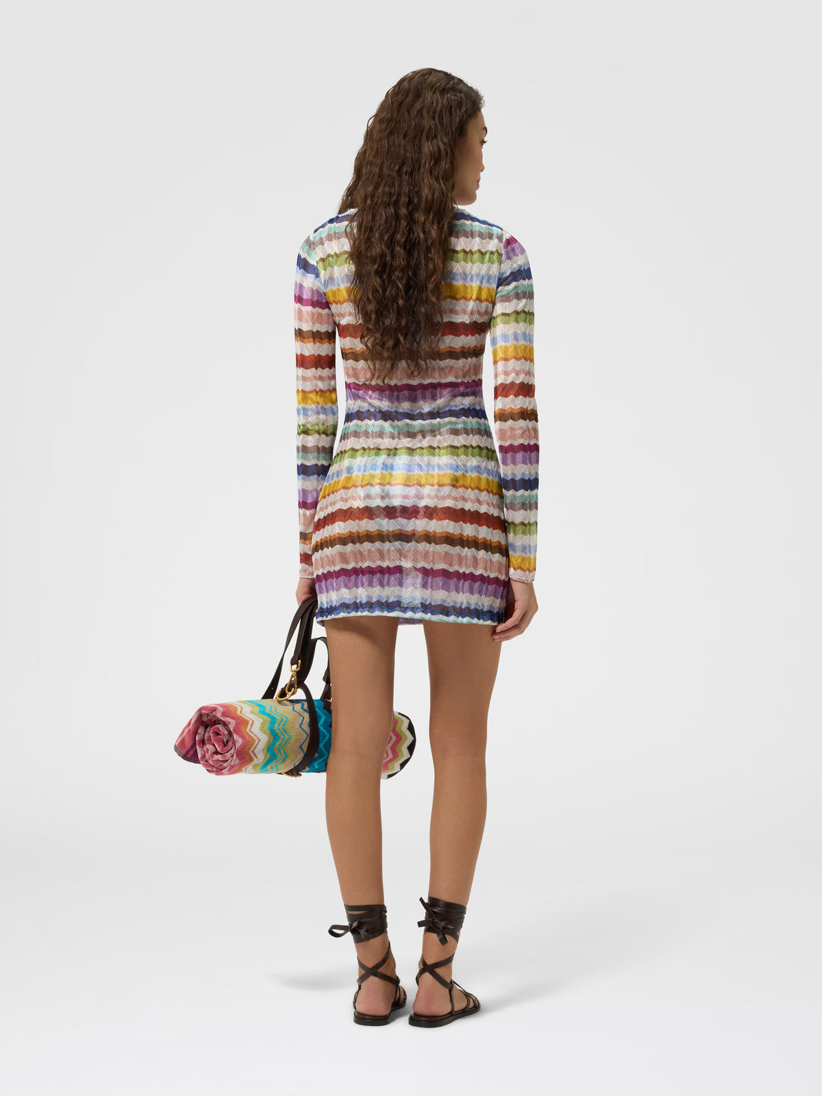 LONG-SLEEVE ZIG ZAG T-SHIRT DRESS