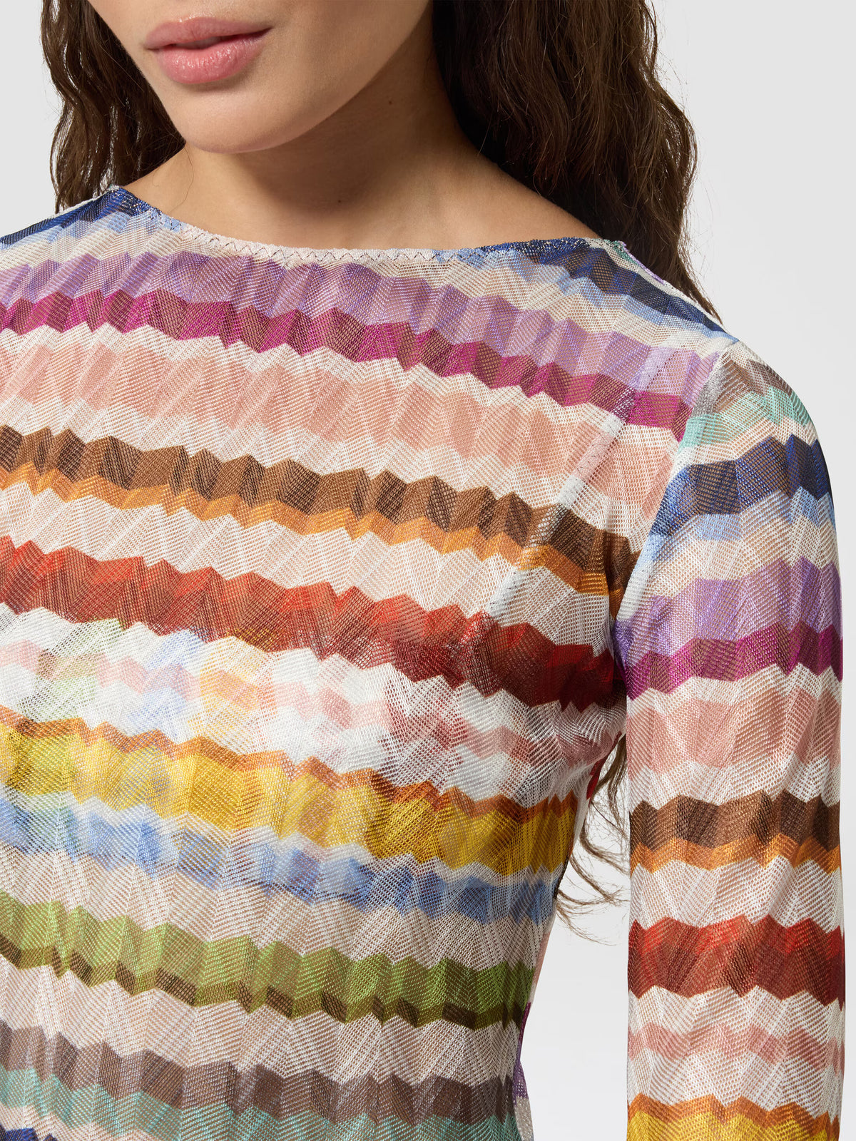 LONG-SLEEVE ZIG ZAG T-SHIRT DRESS