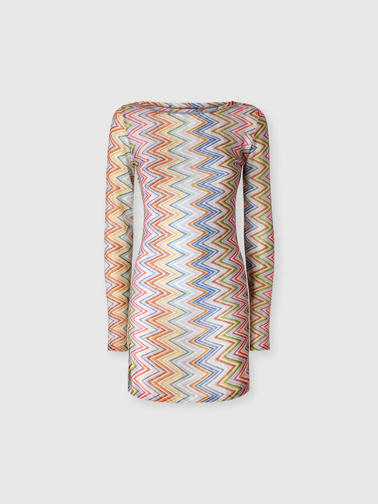 LONG-SLEEVE T-SHIRT DRESS IN PRINTED ZIG ZAG