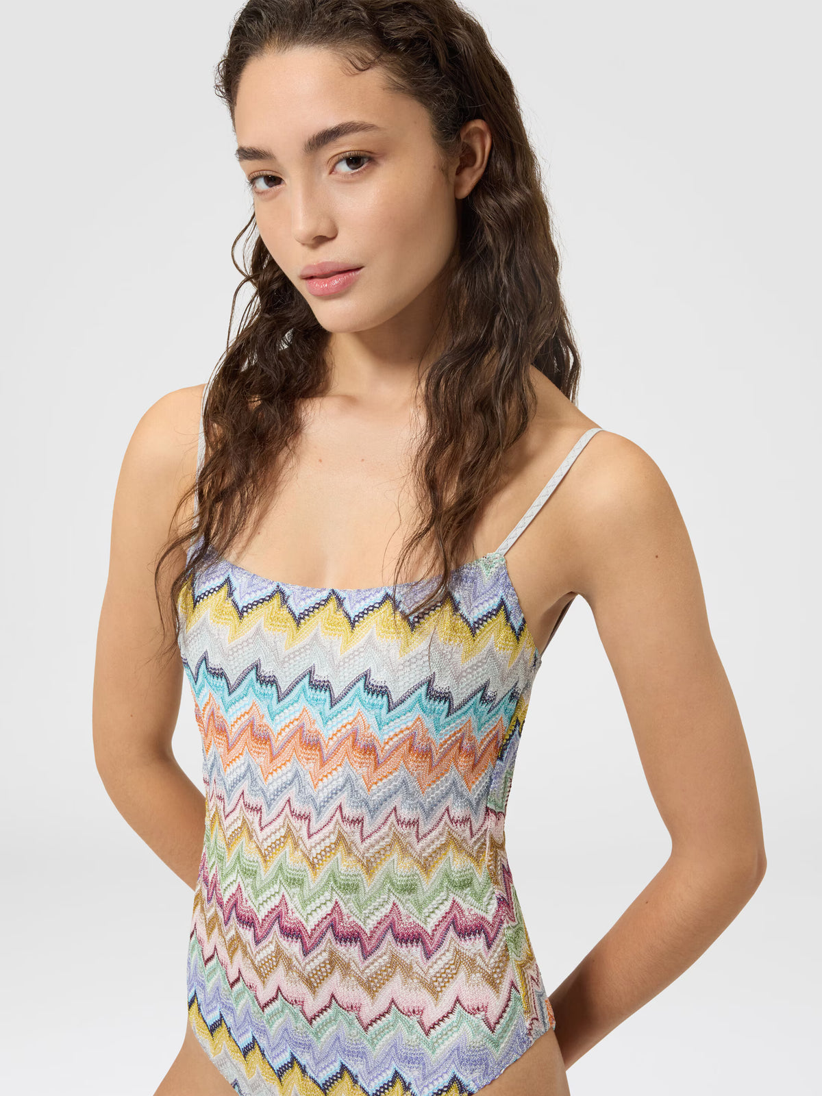 VISCOSE LAMÉ ONE-PIECE SWIMSUIT