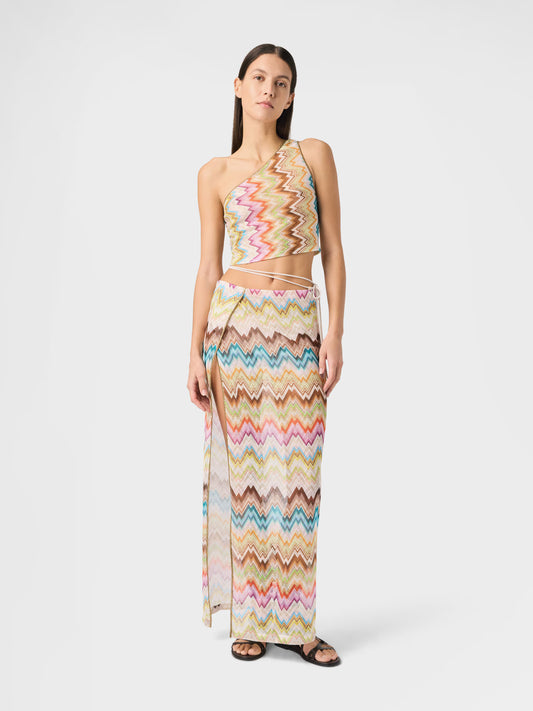 ONE SHOULDER TOP ZIG ZAG PRINT