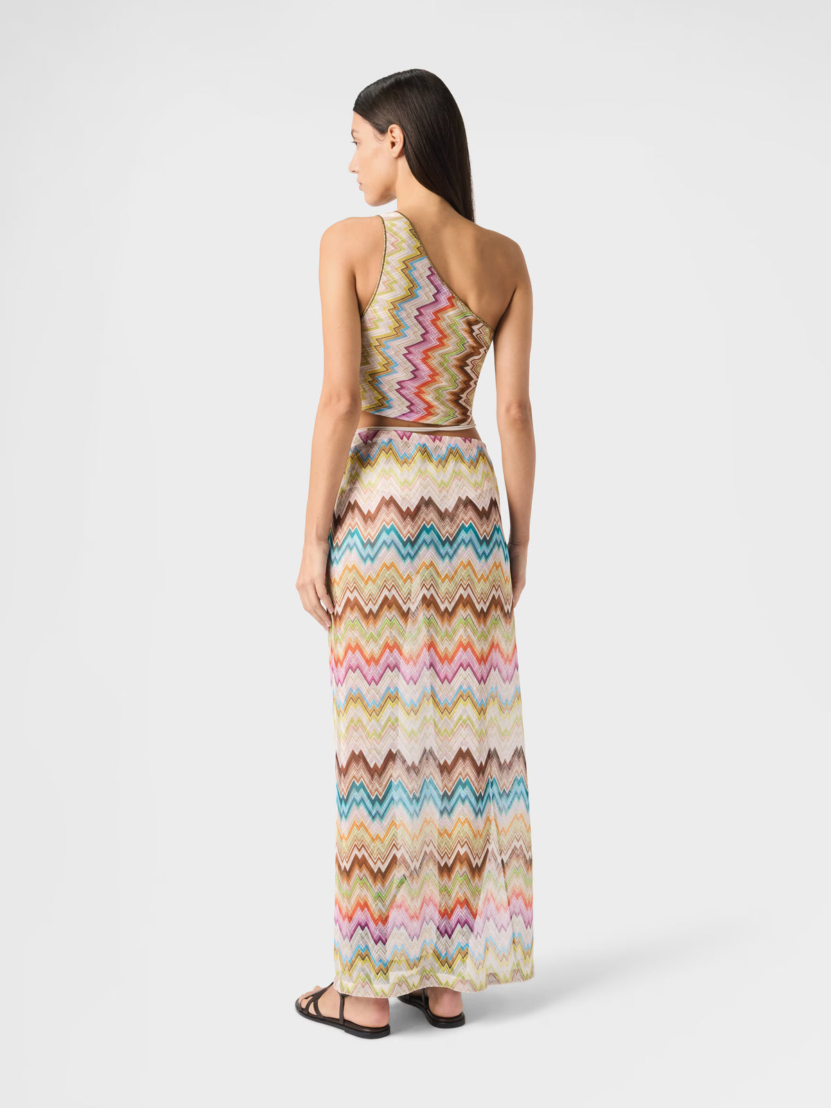 ONE SHOULDER TOP ZIG ZAG PRINT
