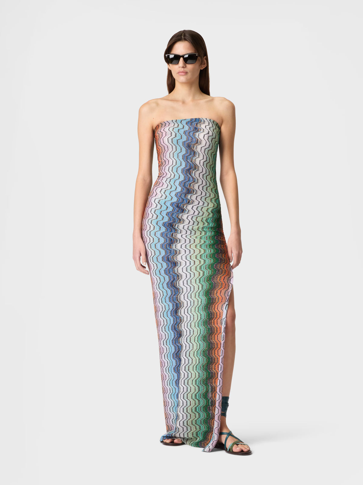 STRAPLESS COVER-UP GREEK MOTIF