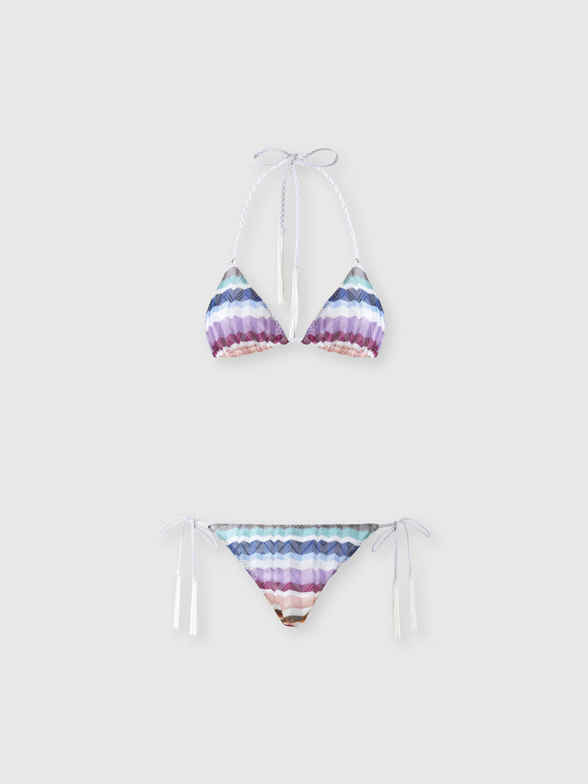 ZIG ZAG TULLE TRIANGLE BIKINI W TASSELS